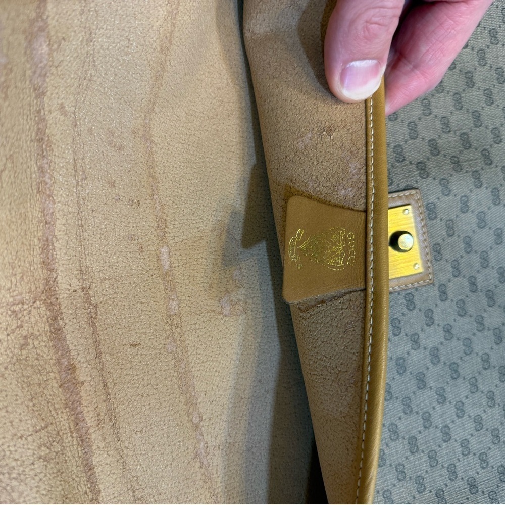 Vintage Gucci Brown GG Monogram Briefcase Gold Lock Business Bag - Picture 4 of 5